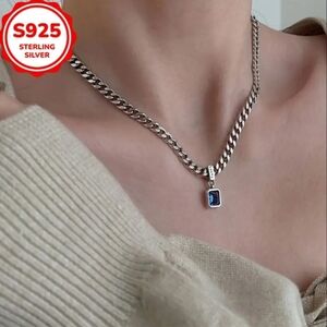 Hip Hop Chain Necklace with Blue Pendant